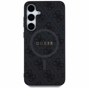 Guess Leather 4G Colored Ring Classic Logo MagSafe -suojakuori Samsung Galaxy S25 musta