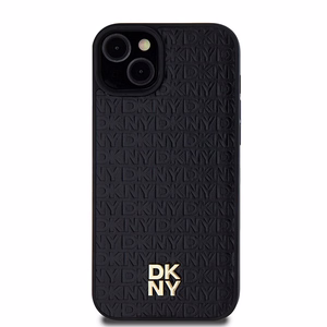DKNY Nahkainen Kuvio Metallinen Logo MagSafe Suojakuori iPhone 15/14/13:lle - musta