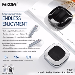 WEKOME VB09 Cyerin Series Bluetooth 5.3 TWS-nappikuulokkeet latauskotelolla, valkoiset