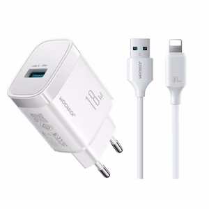 Laturi Joyroom JR-TF4 18W USB-A + USB-A Lightning Kaapeli 1.0m valkoinen