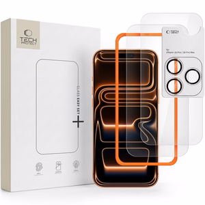 Tech-Protect Easy Set+ 2-osainen karkaistujen suojalasien sarja näytölle ja kameran linsseille mallille iPhone 18 Pro