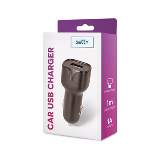 Setty autolaturi 1x USB 1A musta
