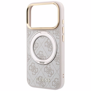 Guess Ring Stand 360 4G Classic Logo MagSafe suojakuori malleille iPhone 17 Pro Max / 18 Pro Max, vaaleanpunainen