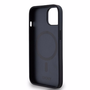 DKNY Nahkainen Monogrammi-kuvio Metallinen Logo MagSafe Suojakuori iPhone 15/14/13:lle - musta