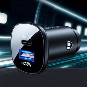 Acefast auton laturi 38W USB Type C / USB, PPS, Power Delivery, Quick Charge 3.0, AFC, FCP musta (B1 black)