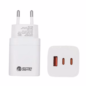 Laturi EXTRA DIGITAL GaN 2x USB Type-C, USB Type-A: 65W, PPS