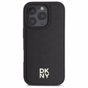 DKNY Repeat Pattern Stack Logo MagSafe Suojakuori iPhone 16 Pro:lle - musta