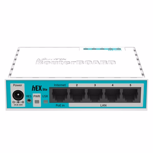 MikroTik hEX lite RB750R2 -reititin, 10/100M, 5 porttia