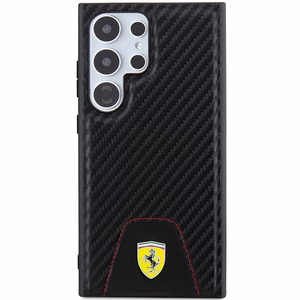 Ferrari Carbon Stitched Bottom suojakuori Samsung Galaxy S24 Ultra:lle - musta