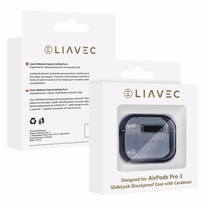 Liavec SlideLock Case for Apple AirPods Pro 3 transparent-blue