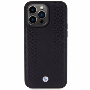 BMW Nahkainen Diamond Pattern Suojakuori iPhone 15 Pro:lle - musta