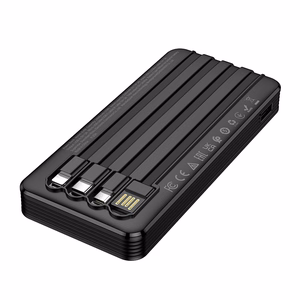 Borofone BJ84 Smooth varavirtalähde 10000mAh USB sis. USB-, Type-C-, Lightning- ja Micro USB -kaapelit musta