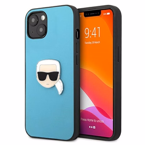 Karl Lagerfeld Nahka Ikonik Karl's Head Metal Case iPhone 13 mini - sininen