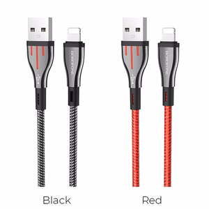 Borofone Highway BU23 USB-A–Lightning -kaapeli, 1.2 m, musta ja punainen