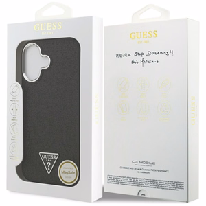 Guess Glitter Triangle Logo MagSafe Suojakuori iPhone 17:lle - Musta