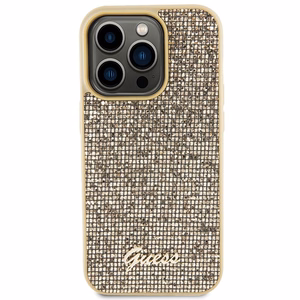 Guess Disco Metal Script Suojakuori iPhone 15 Pro:lle - kultainen