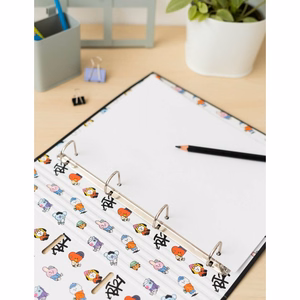 BT21 Street Mood A4 -kansio 4 renkaalla ja kuminauhalla