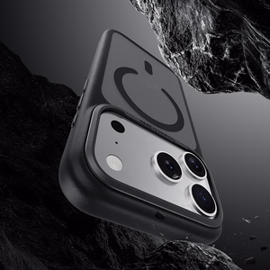 Benks Magnetic Mist Case -suojakuori metallikehyksellä (A070) Iphone 17 Pro Max:lle, sininen (kameran ohjauspainike)