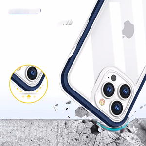 Kirkas 3in1 tapauksessa iPhone 13 Pro sininen kehys geeli kansi