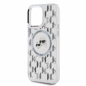 Karl Lagerfeld IML Monogram Karl & Choupette Head MagSafe Suojakuori iPhone 15 Pro:lle - Läpinäkyvä