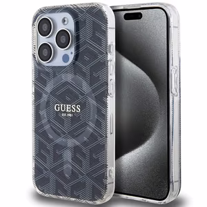 Guess IML GCube MagSafe Suojakuori iPhone 15 Pro:lle - musta