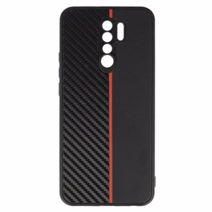 Tel Protect CARBON Case for Xiaomi Redmi 9 Black with red stripe
