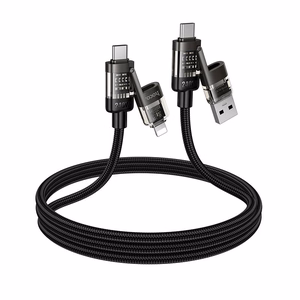 Hoco U151 kaapeli 4in1 USB A/C - USB C/Lightning 240W 1,2 m musta