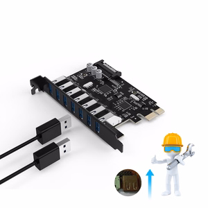 Orico PVU3 PCIe-laajennuskortti 7 USB 3.0 -liitännällä pöytätietokoneisiin – musta