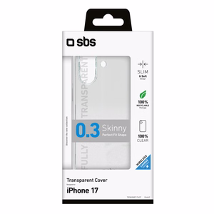 SBS Skinny -suojakuori iPhone 17:lle - läpinäkyvä