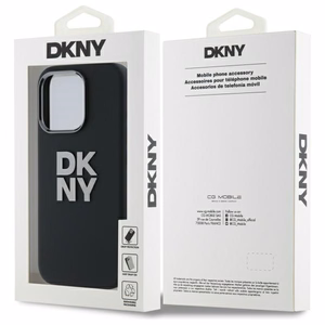 DKNY Liquid Silicone Metal Logo Suojakuori iPhone 16 Pro Max:lle - musta