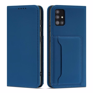 Magneettikorttikotelo Samsung Galaxy A12 5G pussi lompakko kortin haltija sininen