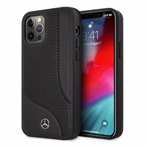 Mercedes Nahka rei'itetty alue Kotelo iPhone 12 Pro Max - musta