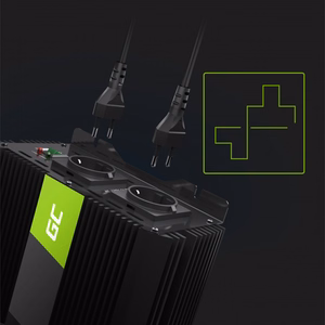 Green Cell PRO -jännitemuunnin, 12 V DC – 230 V AC, 2000 W jatkuva teho / 4000 W huipputeho, muokattu siniaalto