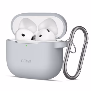 Tech-Protect Silicone Hook Suojakuori AirPods 4 -kuulokkeille - harmaa