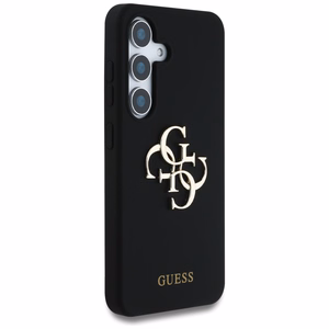 Guess Silikoninen Big 4G Logo Bottom Script Suojakuori Samsung Galaxy S25:lle - musta