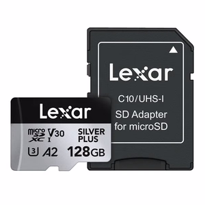 Lexar High-Performance Silver Plus microSDXC -muistikortti 128 Gt + sovitin