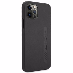 AMG Nahka Hot Stamped Kotelo iPhone 12 Pro Max - musta