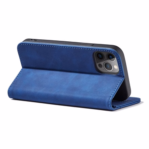 Magneetti Fancy Case Kotelo iPhone 12 Pro Max pussi kortti lompakko kortti jalusta sininen