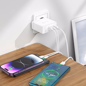 Borofone Wall charger BN11 Imperial - USB + 2xType C - QC 3.0 PD 100W with Type C to Type C cable white