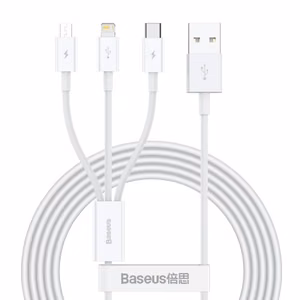 USB-kaapeli Baseus 3in1 Superior valkoinen 150 cm jopa 3.5A