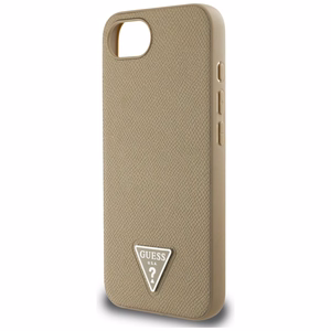 Guess HC MagSafe Grained PU Triangle Logo Suojakuori iPhone 16e:lle - Ruskea