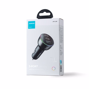 Joyroom 70W auton laturi 3 portilla: USB, 2 x USB C musta (JR-CL26)