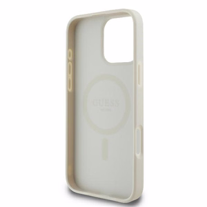 Guess Peony Script Logo MagSafe Suojakuori iPhone 16 Pro:lle - valkoinen