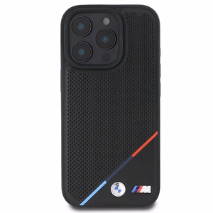 BMW M Perforated Tricolor Line MagSafe Suojakuori iPhone 16 Pro:lle - musta