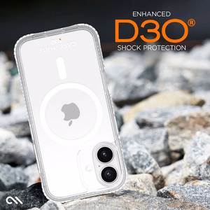 Case-Mate Tough D3O läpinäkyvä suojakuori MagSafe-tuella iPhone 16 Plus -puhelimelle