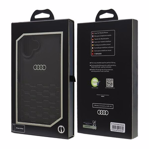 Audi Synteettinen Nahka iPhone 16 Plus 6.7" Musta/Musta Kova Suojakuori AU-TPUPCIP16M-GT/D2-BK