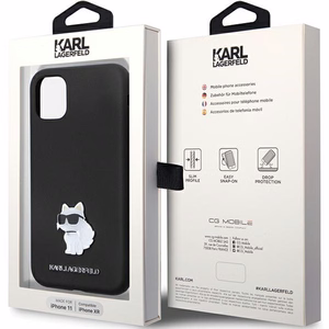 Karl Lagerfeld KLHCN61SMHCNPK Suojakuori iPhone 11 / Xr:lle - musta Silikoninen C Metal Pin