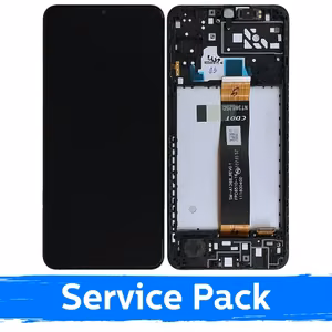 LCD-näyttö yhteensopiva Samsung A047 A04s musta kehyksellä (Service Pack)