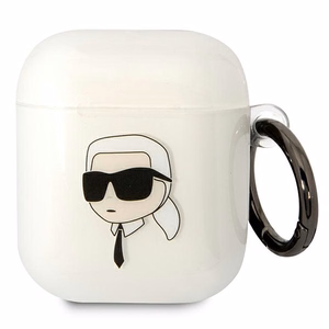 Karl Lagerfeld KLA2HNIKTCT läpinäkyvä suojus AirPods 1/2:lle Karlin pää