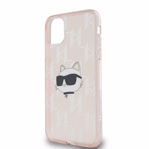 Karl Lagerfeld IML Choupette Head & Monogram suojakuori iPhone 11 / Xr:lle - vaaleanpunainen